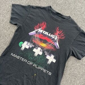 Metallica Master of Puppets T Shirt Mens S Black Tour Concert Rock Distressed